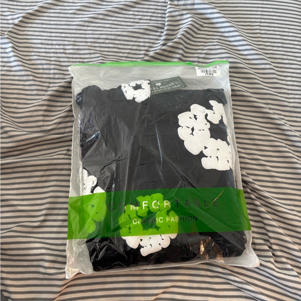 Black and White denim tear hoodie